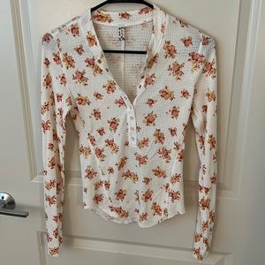 Beige Floral Free People Henley Size Small